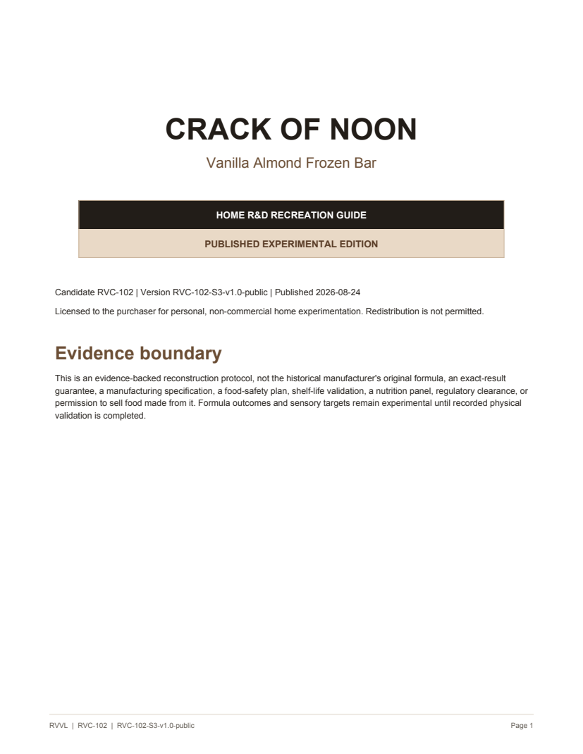 Published experimental edition cover for Crack of Noon Home Recreation Recipe