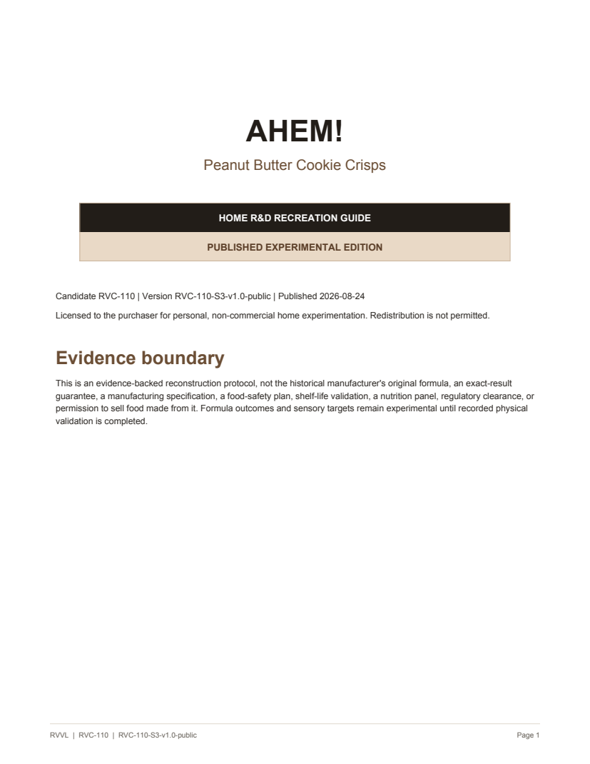 Published experimental edition cover for Ahem! Home Recreation Recipe