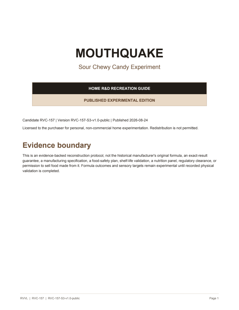 Published experimental edition cover for Mouthquake Home Recreation Recipe