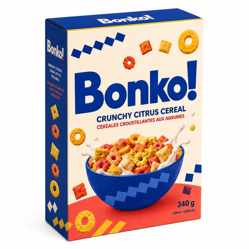 a BONKO! cereal carton shown from the front-left on a white background.